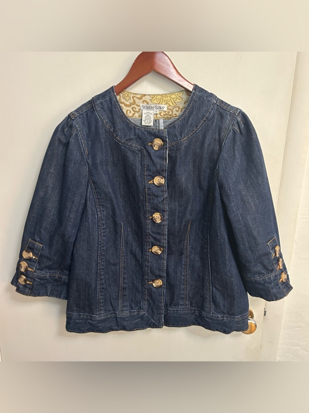 Mod Retro Denim Jacket 3/4 Sleeve Womens 14 Interview Outfit Business Casual - Picture 10 of 11
